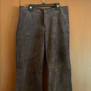 Brown suede pants.